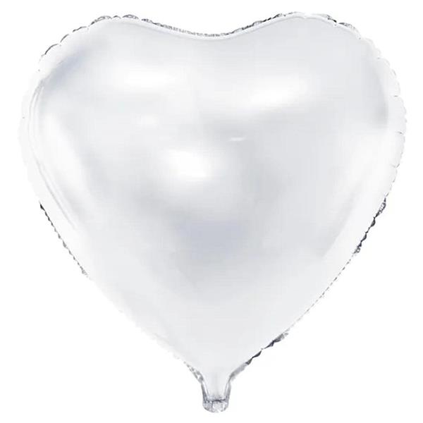 Balão Coração Branco Metalizado Foil, 45 cm Balão Coração Branco Metalizado Foil, 45 cm