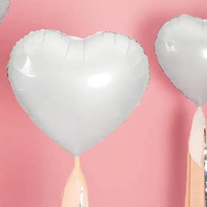 Balão Coração Branco Metalizado Foil, 45 cm