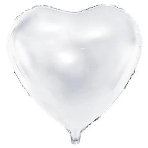 Balão Coração Branco Metalizado Foil, 45 cm