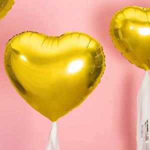 Balão Coração Dourado Metalizado Foil, 45 cm