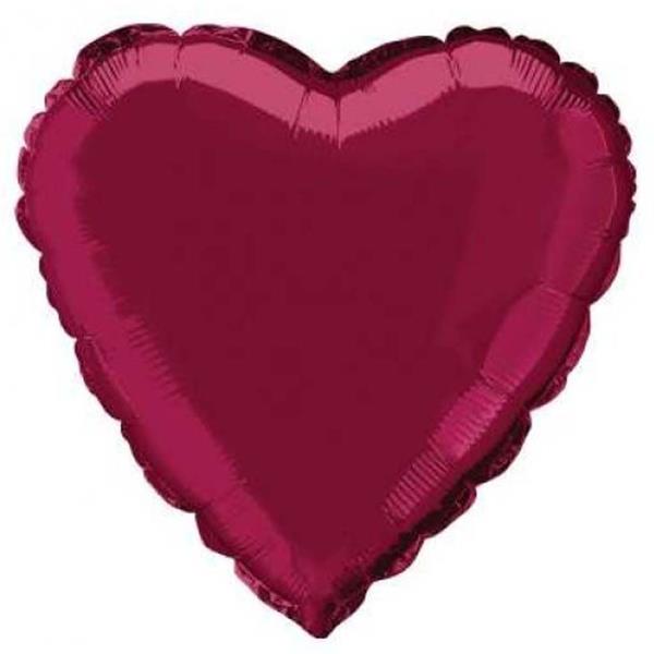 Balão Coração Vermelho Vinho Foil, 46 cm