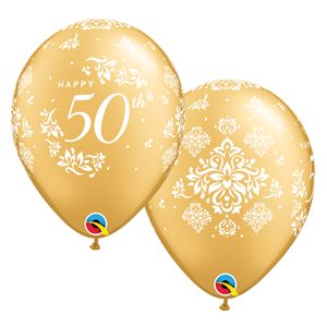 Balão Dourado Látex 50 Anos, 6 Unid.