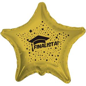 Balão Estrela Finalista Dourado e Preto Foil, 45 cm