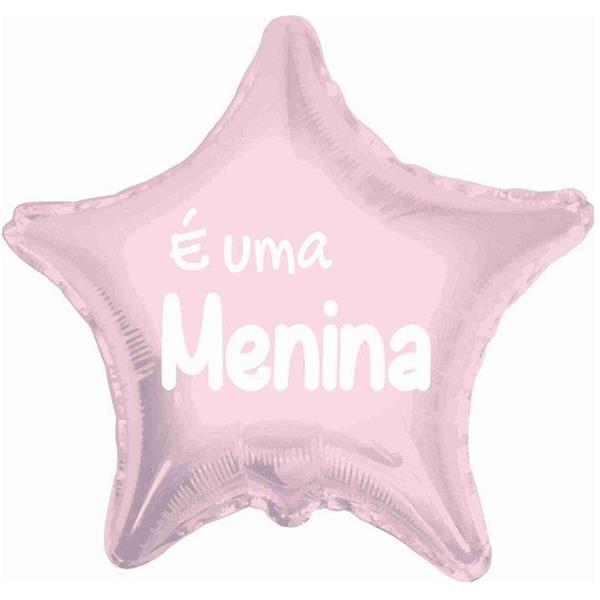 Balão Estrela Rosa É Uma Menina Foil, 45 cm