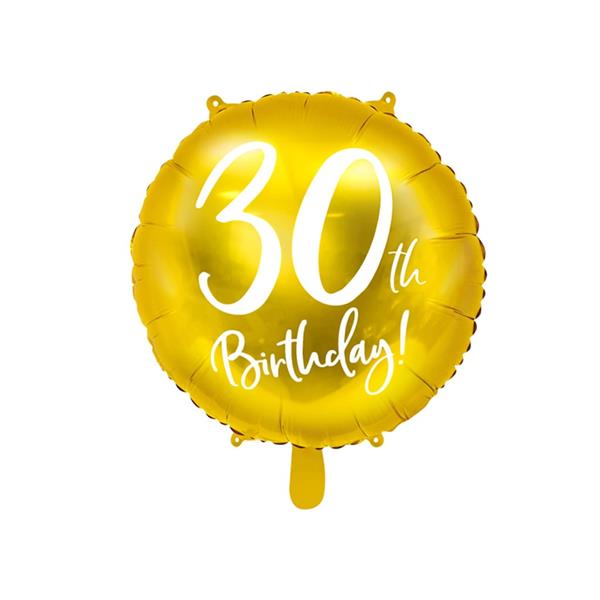 Balão Foil 30 Anos Dourado, 45 Cm