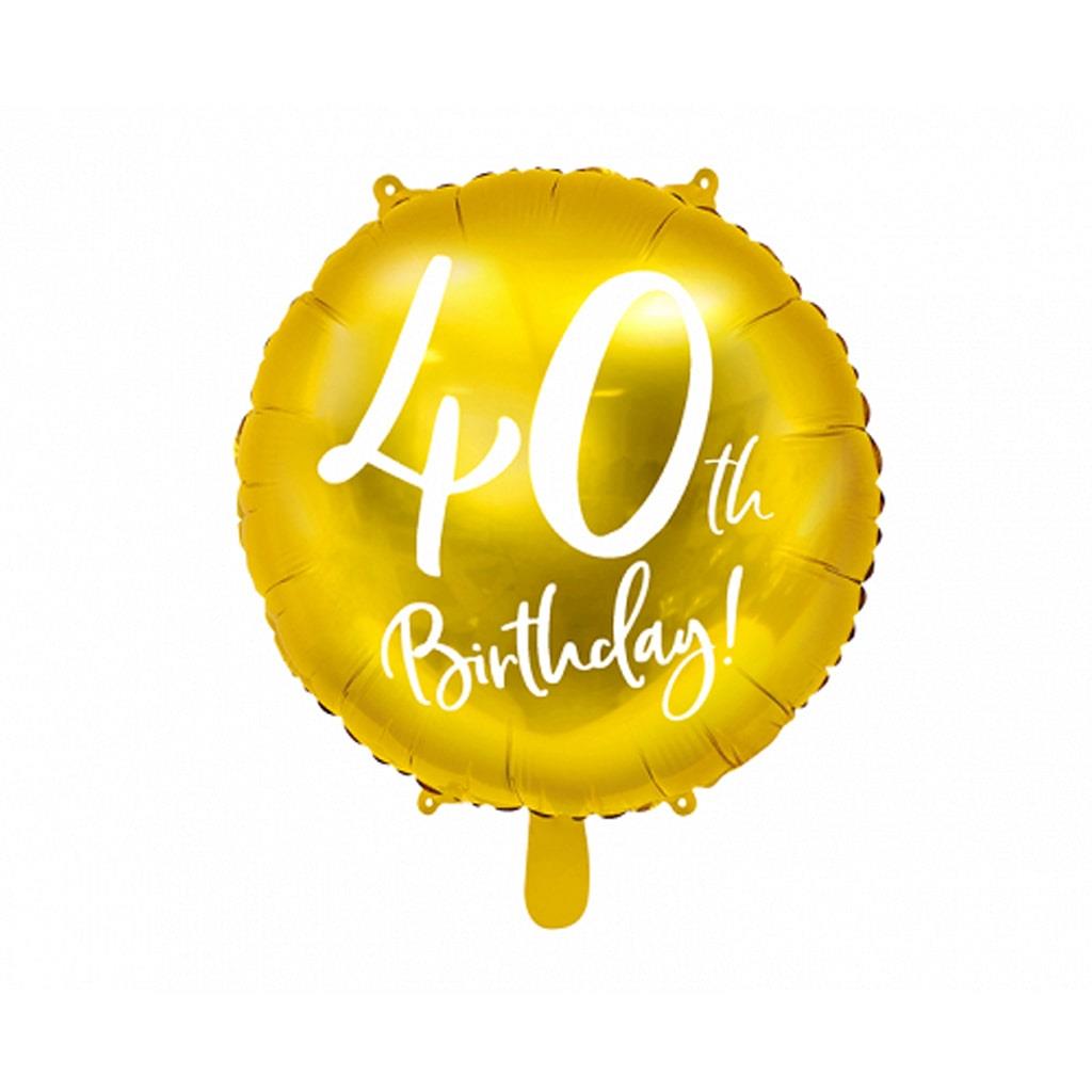 Balão Foil 40 Anos Dourado, 45 Cm