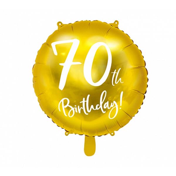 Balão Foil 70 Anos Dourado, 45 Cm