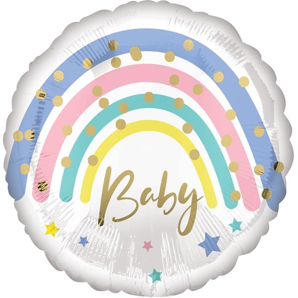 Balão Foil Baby Arco-íris Pastel, 43 cm