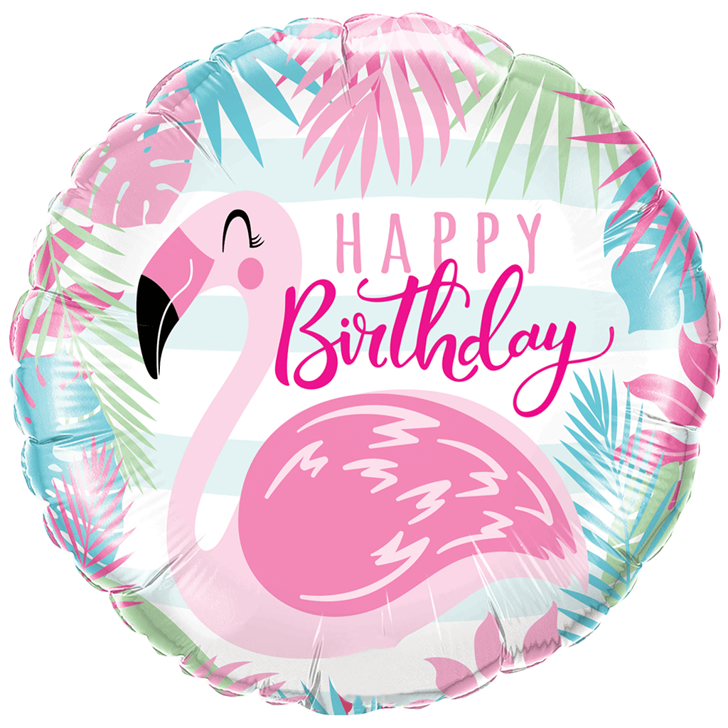 Balão Foil Flamingo Happy Birthday, 46 Cm