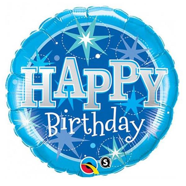 Balão Foil Happy Birthday Azul 91cm