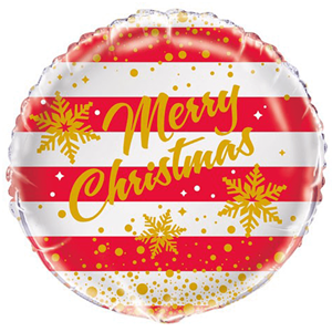 Balão Foil Merry Christmas Vermelho e Branco, 46 Cm