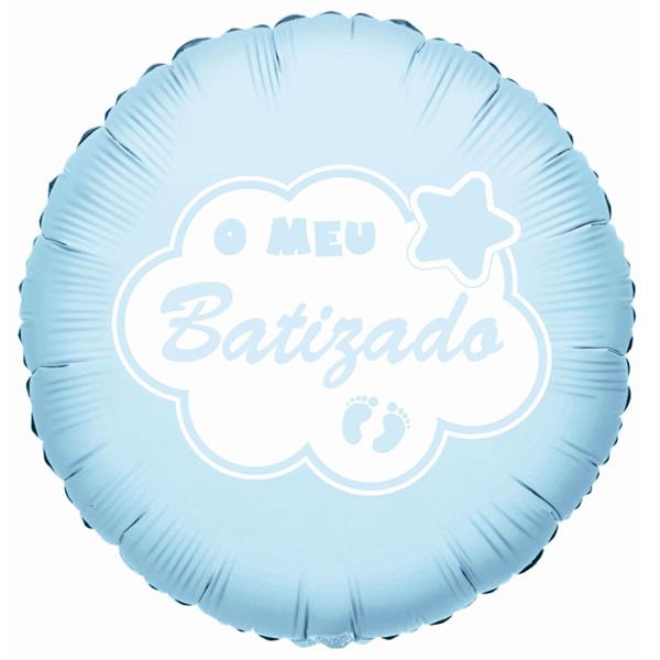 Balão Foil O Meu Batizado Azul, 46 cm