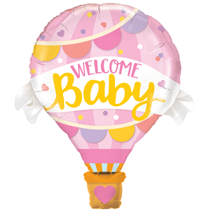 Balão Foil Welcome Baby Rosa, 107 Cm