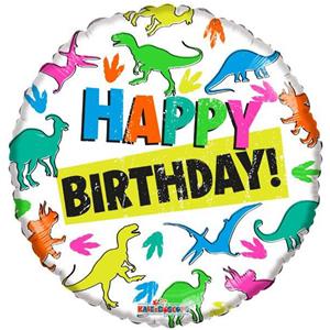 Balão Happpy Birthday Reino dos Dinossauros Foil, 45 cm