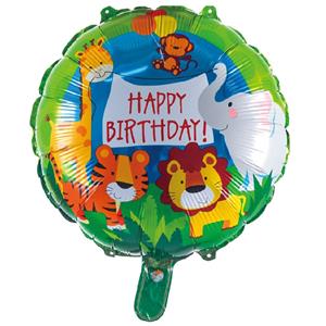 Balão Happy Birthday Animais do Zoo Foil, 45 cm