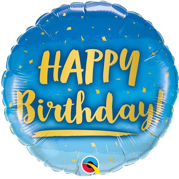 Balão Happy Birthday Azul Foil, 46 cm