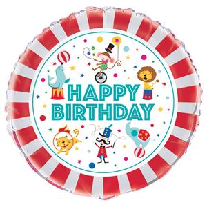 Balão Happy Birthday Circo Foil, 45 cm