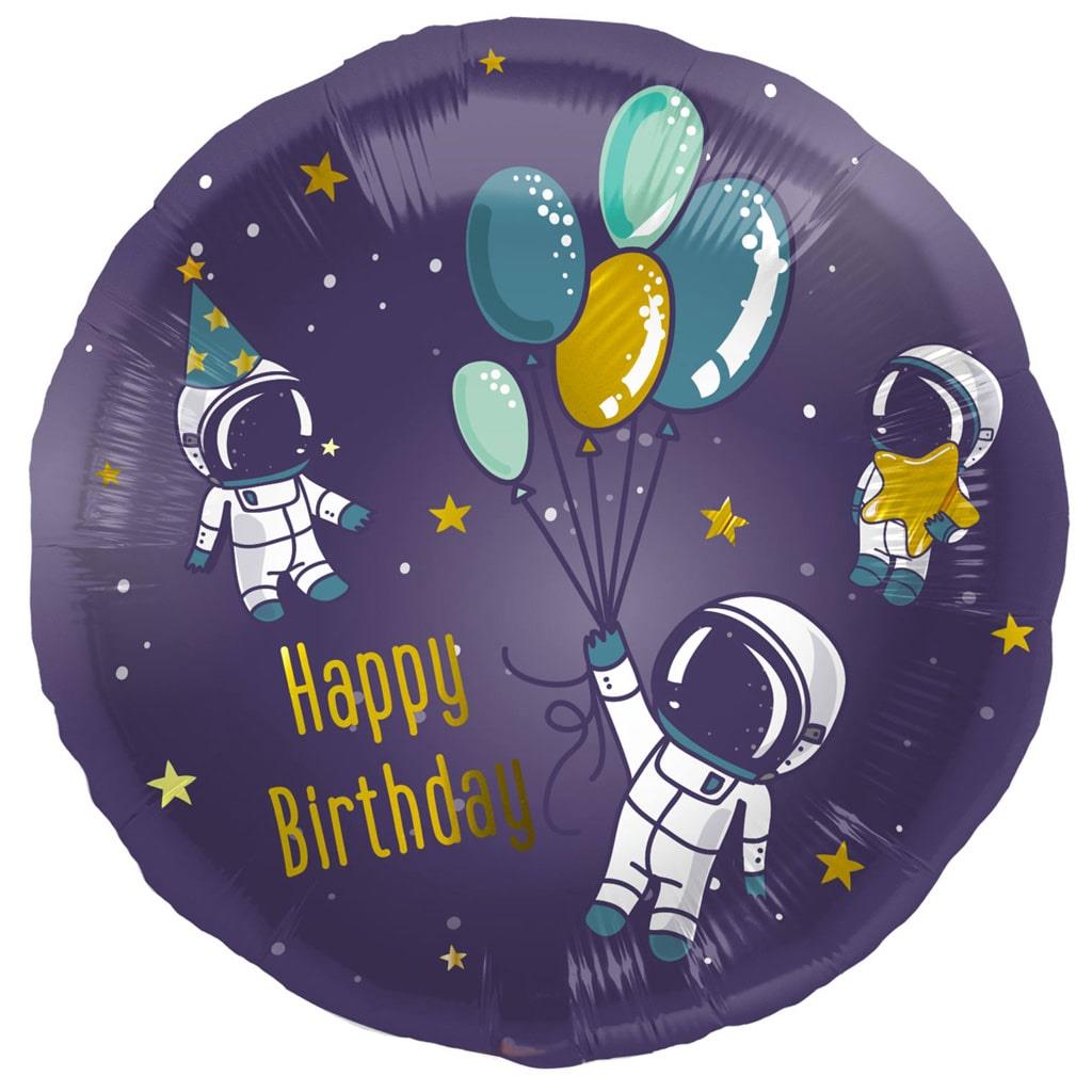 Balão Happy Birthday Espaço Foil, 45 cm