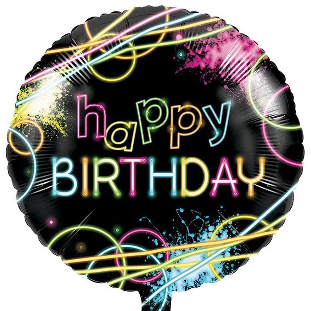 Balão Happy Birthday Glow Party Foil, 45 cm