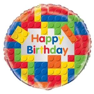 Balão Happy Birthday Lego Block Party Foil, 46 cm