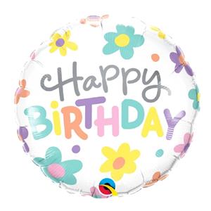 Balão Happy Birthday Margaridas Foil, 46 cm