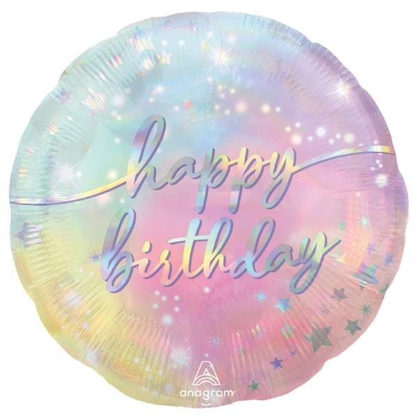 Balão Happy Birthday Multicolor Pastel Foil, 43 cm