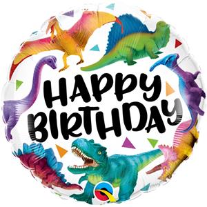 Balão Happy Birthday Mundo dos Dinossauros Foil, 46 cm