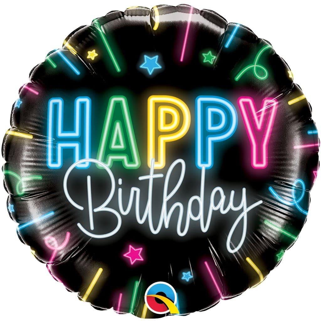 Balão Happy Birthday Neon Foil, 46 cm