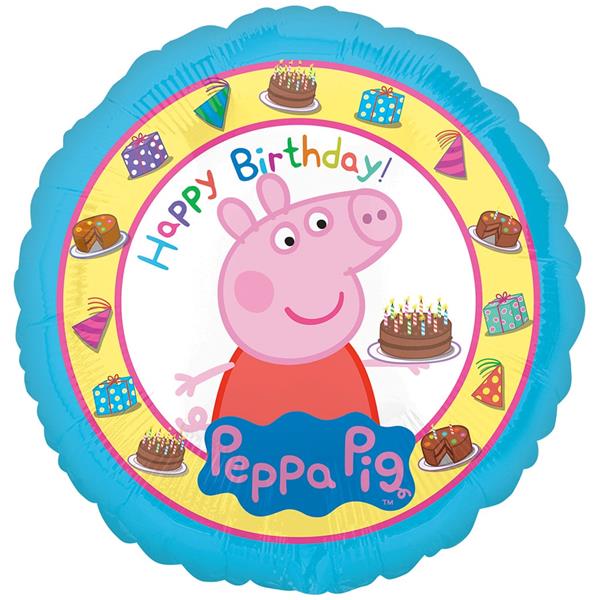 Balão Happy Birthday Peppa Pig Foil, 43 cm
