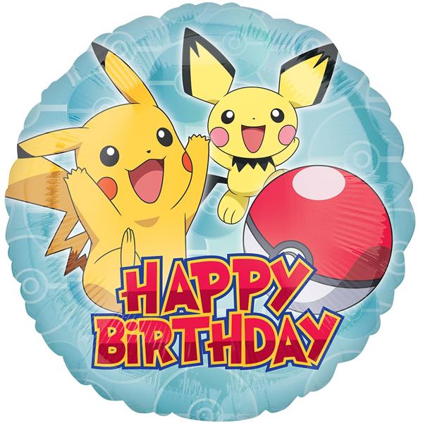 Balão Happy Birthday Pokémon Foil, 43 cm