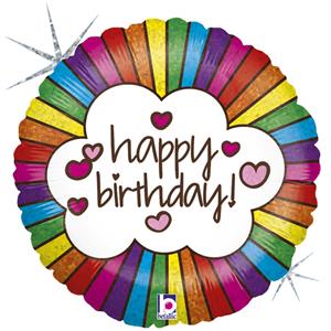 Balão Happy Birthday Rainbow Foil, 46 cm