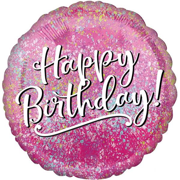 Balão Happy Birthday Rosa Foil, 43 cm