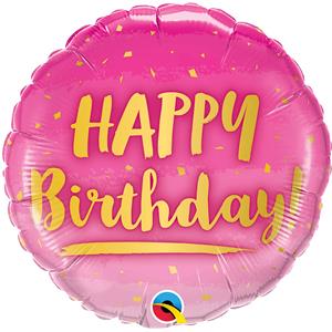 Balão Happy Birthday Rosa Foil, 46 cm