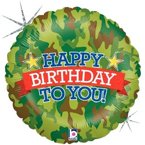 Balão Happy Birthday To You Camuflado Foil, 46 cm