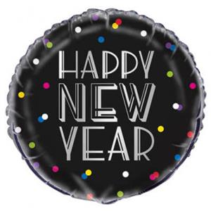 Balão Happy New Year com Bolinhas Neon Foil, 46 cm