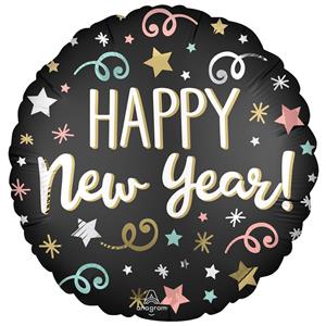 Balão Happy New Year Star Confetti Foil, 45 cm