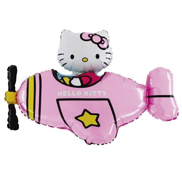 Balão Hello Kitty no Avião Rosa Foil, 76 cm