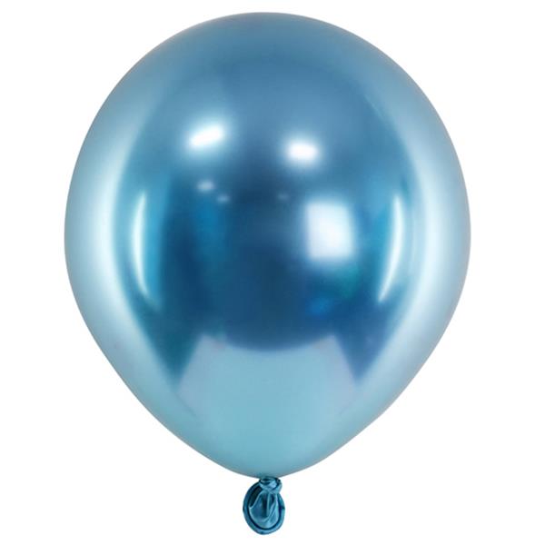 Balão Azul Cromado Látex, 12 cm