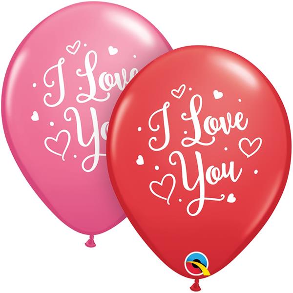 Balão Latex I Love You Corações