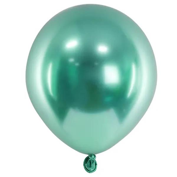 Balão Látex Verde Cromado, 12 cm