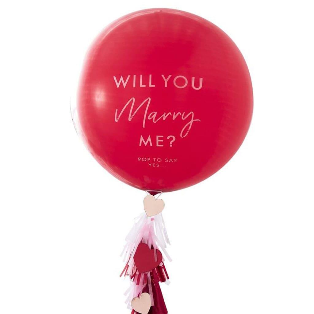 Balão Latex Vermelho Will You Marry Me, 36 Cm