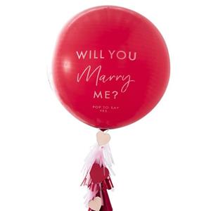 Balão Latex Vermelho Will You Marry Me, 36 Cm