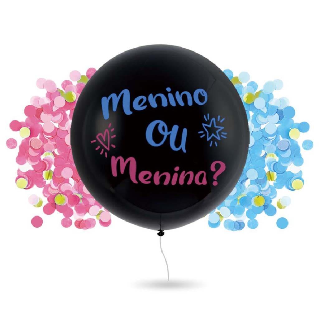 Balão Menino ou Menina Látex com Confetis, 90 cm