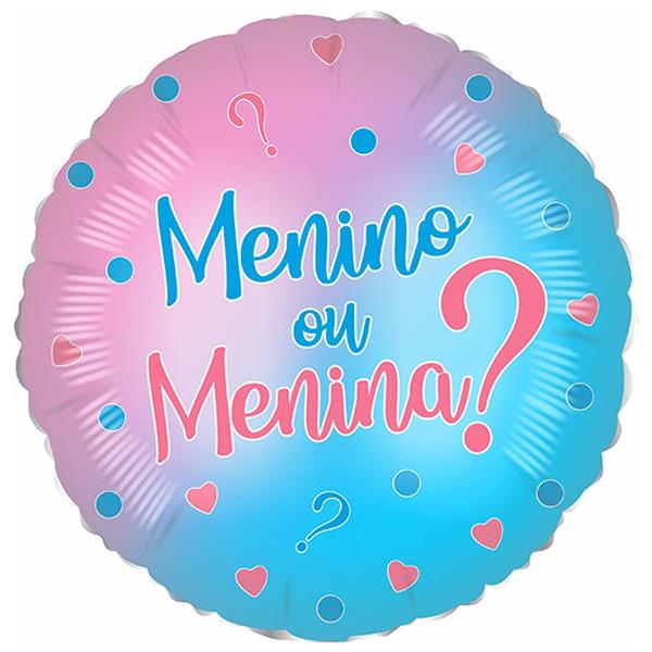 Balão Menino ou Menina Rosa e Azul Foil, 45 cm