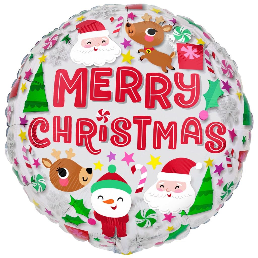 Balão Merry Christmas Amigos Natalícios Foil, 43 cm