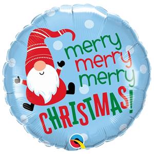 Balão Merry Christmas com Gnomo Foil, 46 cm