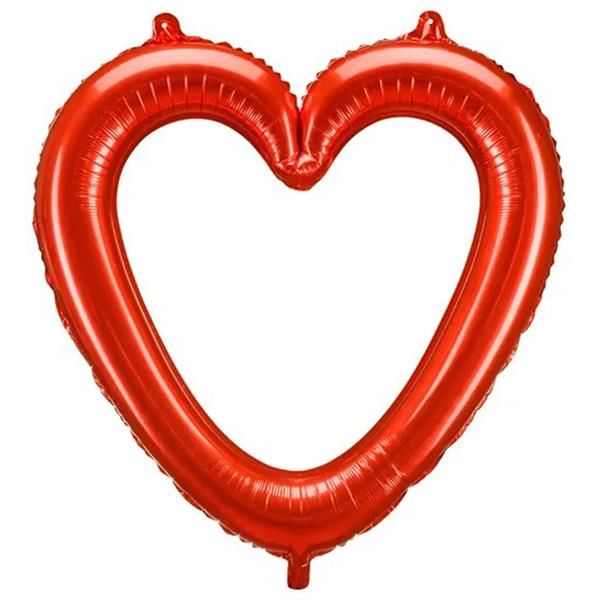 Balão Moldura Coração Vermelho Foil, 86 cm