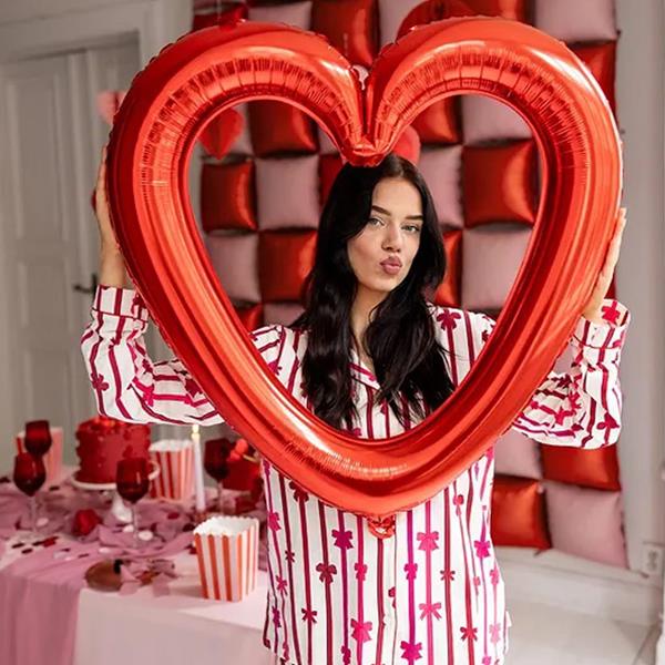 Balão Moldura Coração Vermelho Foil, 86 cm