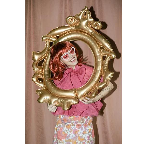 Balão Moldura Dourada Foil, 95 cm