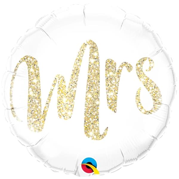 Balão Mrs. com Glitter Dourado Foil, 46 cm